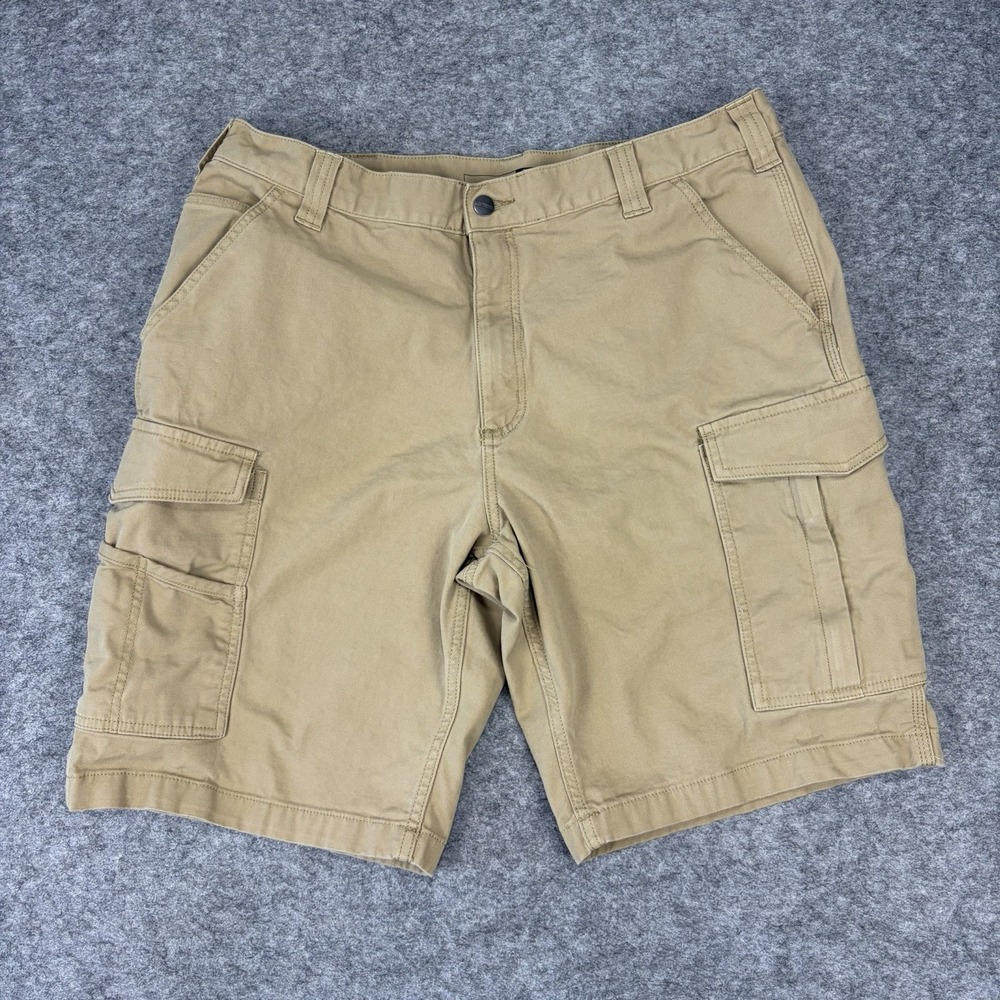 Carhartt Men Shorts Rugged Flex Relaxed Fit Work Canvas Cargo Tan Brown Size 38